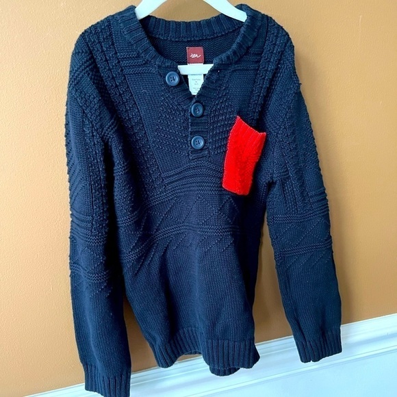 Tea Boys Navy Blue Knit Sweater Size Medium 6/7 - Picture 1 of 5